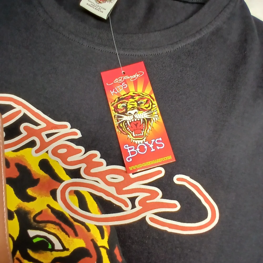 Ed Hardy Kids Tiger Graphic Tee – Size 19/20 (Jet Black) 100% Cotton - Picture 4 of 10